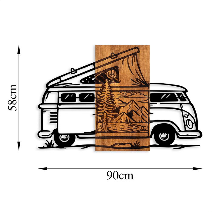 Wallity Caravan Holiday - 379 Accesorio de Pared de Madera y Metal Nogal y Negro Wallity Caravan Holiday - 379 Accesorio de Pared de Madera y Metal Nogal y Negro